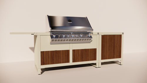 Roostr Rubix opstelling met gasbarbecue single werkblad – timeless taupe