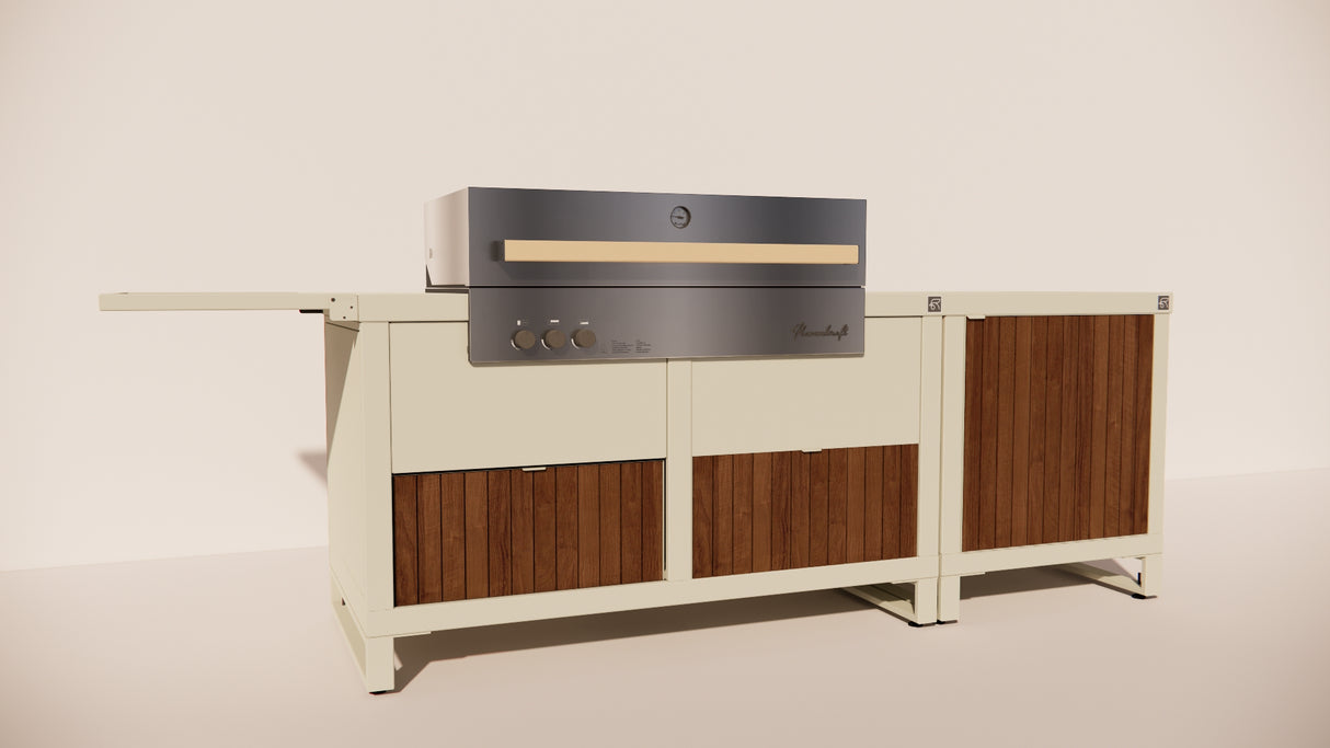 Roostr Rubix opstelling met gasbarbecue single werkblad – timeless taupe
