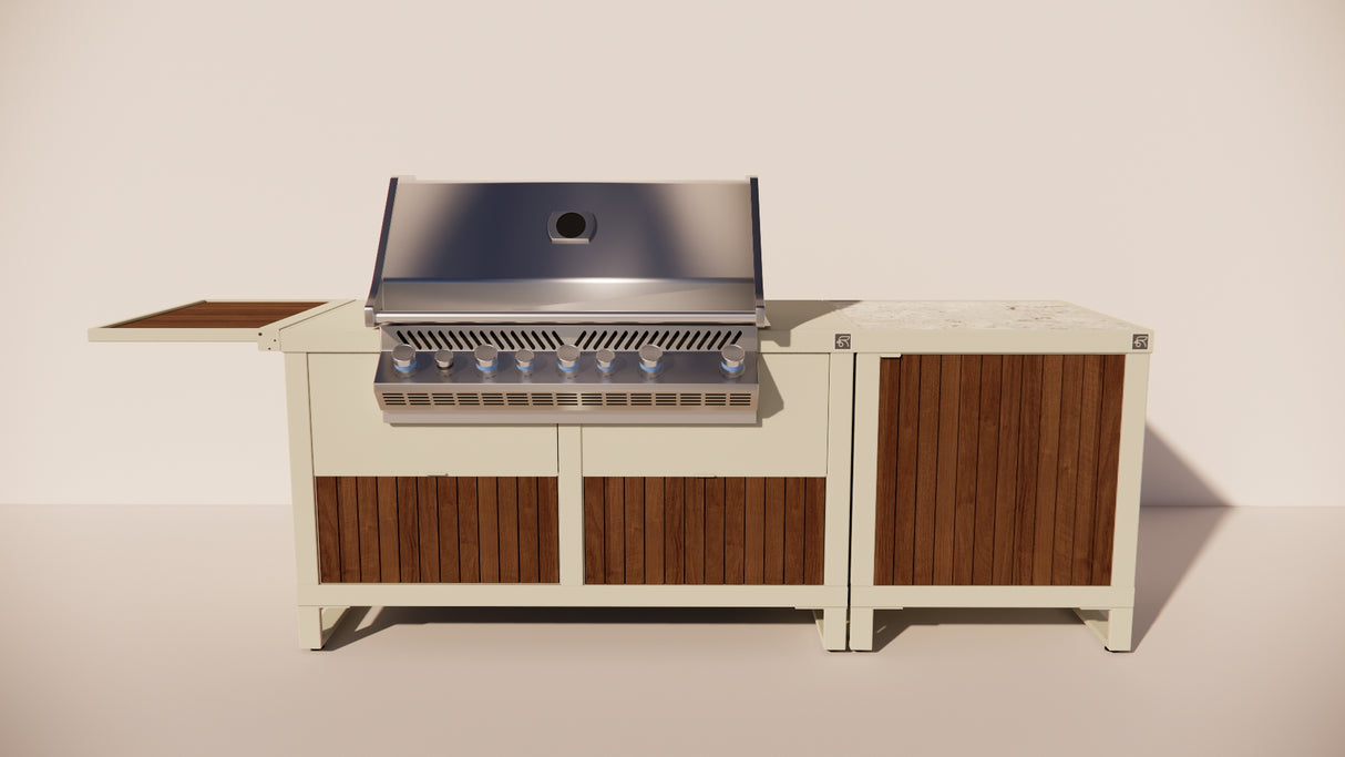 Roostr Rubix opstelling met gasbarbecue single werkblad – timeless taupe