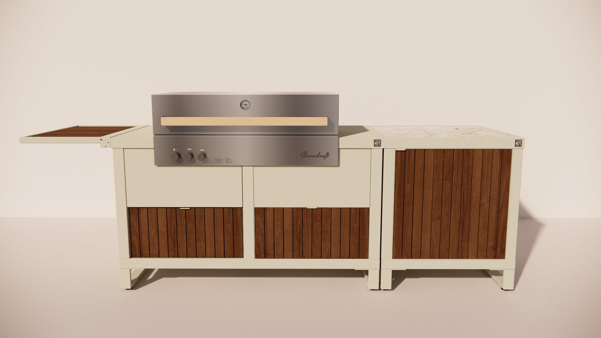 Roostr Rubix opstelling met gasbarbecue single werkblad – timeless taupe