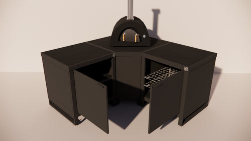 Roostr Rubix hoekopstelling met twee singles (voor kamado of pizzaoven) - charcoal black