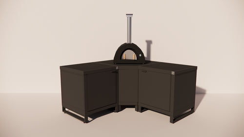 Roostr Rubix hoekopstelling met twee singles (voor kamado of pizzaoven) - charcoal black
