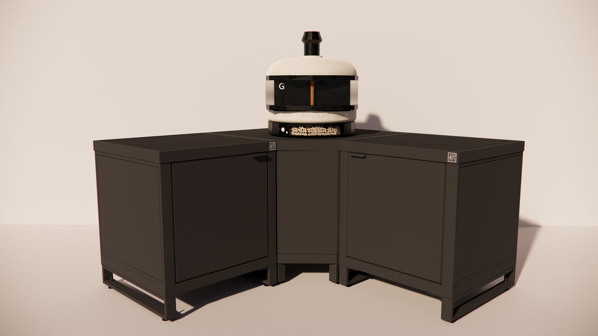 Roostr Rubix hoekopstelling met twee singles (voor kamado of pizzaoven) - charcoal black