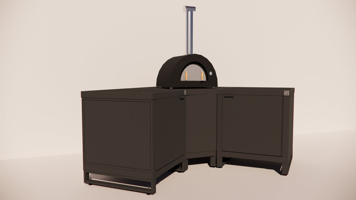 Roostr Rubix hoekopstelling met twee singles (voor kamado of pizzaoven) - charcoal black