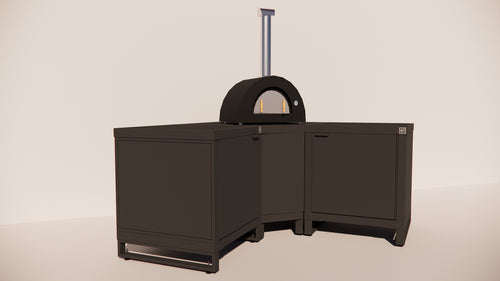Roostr Rubix hoekopstelling met twee singles (voor kamado of pizzaoven) - charcoal black