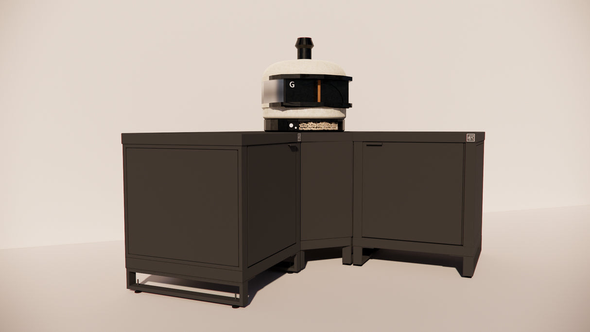 Roostr Rubix hoekopstelling met twee singles (voor kamado of pizzaoven) - charcoal black