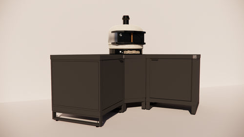 Roostr Rubix hoekopstelling met twee singles (voor kamado of pizzaoven) - charcoal black