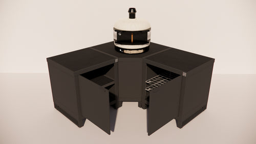 Roostr Rubix hoekopstelling met twee singles (voor kamado of pizzaoven) - charcoal black