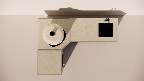 Roostr Rubix Hoekopstelling met koelkast, spoelunit & pizzastation – timeless taupe