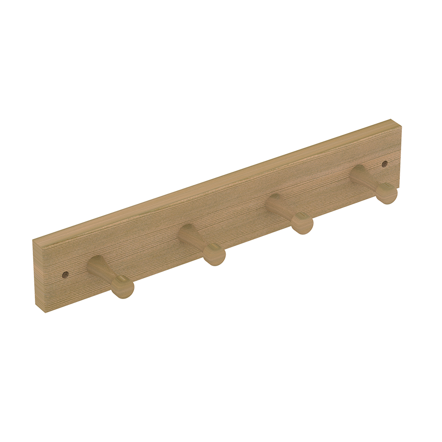 Houten sauna kapstok 4-haaks - Ceder