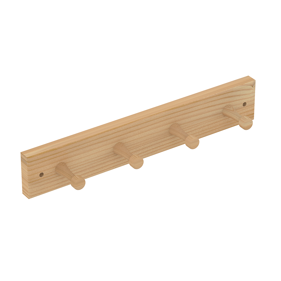 Houten sauna kapstok 4-haaks - Pine