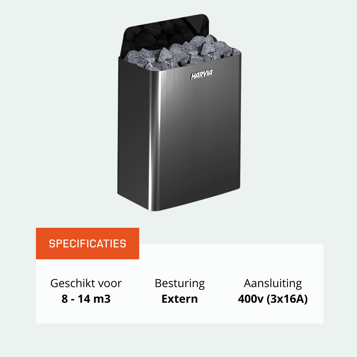 Harvia The Wall SW90E Black saunakachel 9 kW (externe besturing)