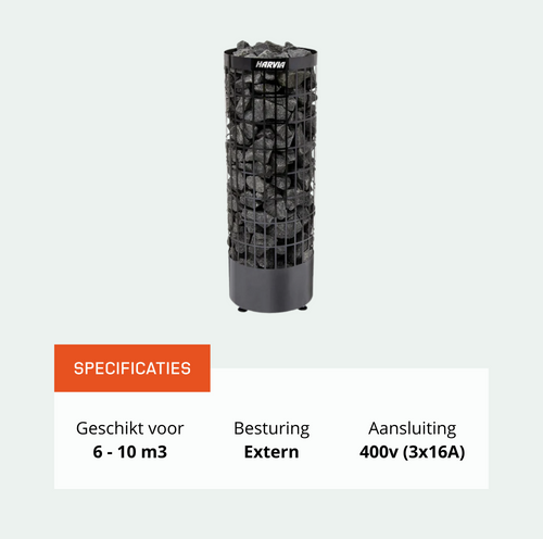 Harvia Cilindro PC70E Black saunakachel 7 kW (externe besturing)