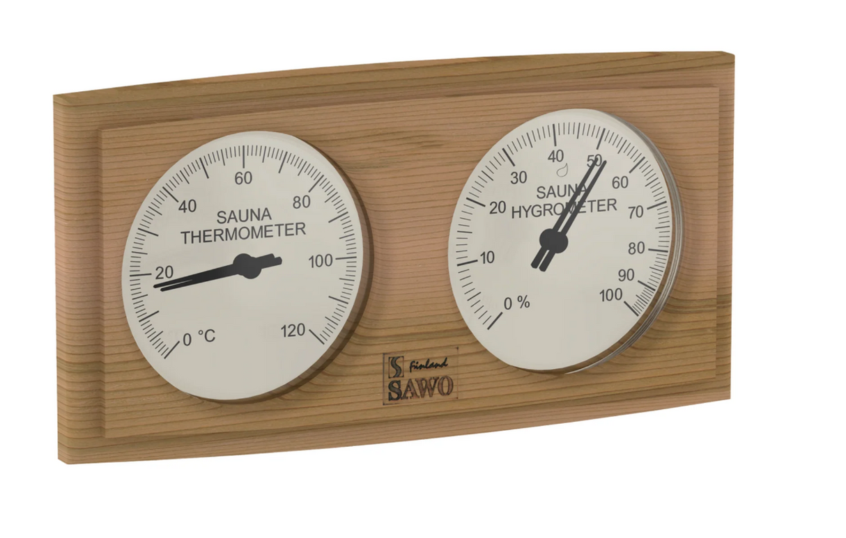 Gebogen rechthoekige sauna thermo-hygrometer - Ceder