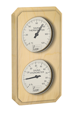 Verticaal rechthoekige sauna thermo-hygrometer - Pine