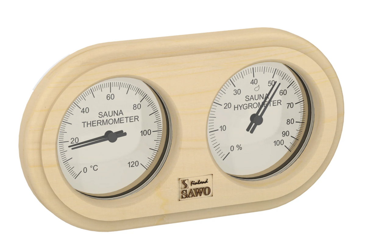 Ovale sauna thermo-hygrometer - Pine