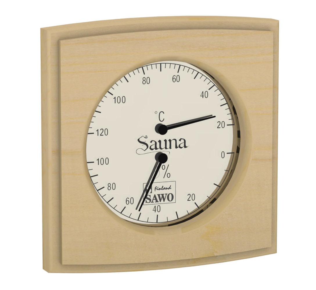 Gebogen vierkante thermo-hygrometer - Pine