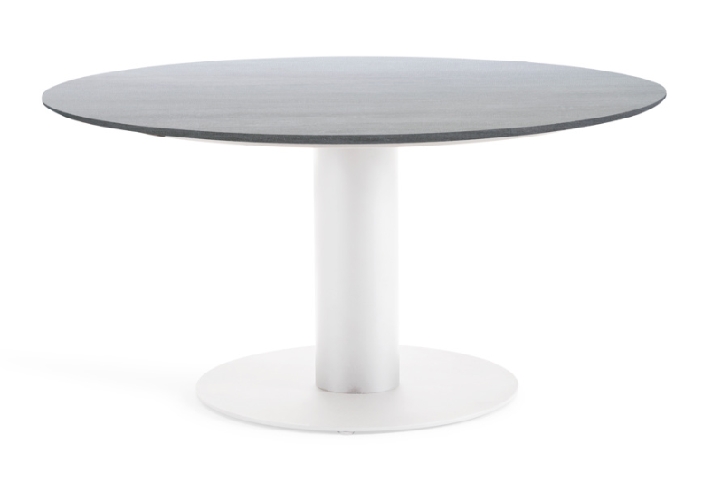 SUNS Grado tafel Ø120 x 75,5 cm - HPL carbon stone blad / Matt white frame