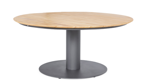 SUNS Grado tafel Ø150 x 75,5 cm - Teak blad / Matt royal grey frame