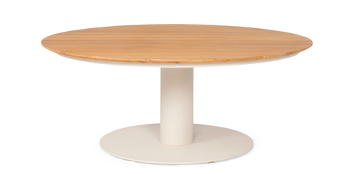 SUNS Grado lage tafel Ø170 x 69 cm - Teak blad / Camel sand frame