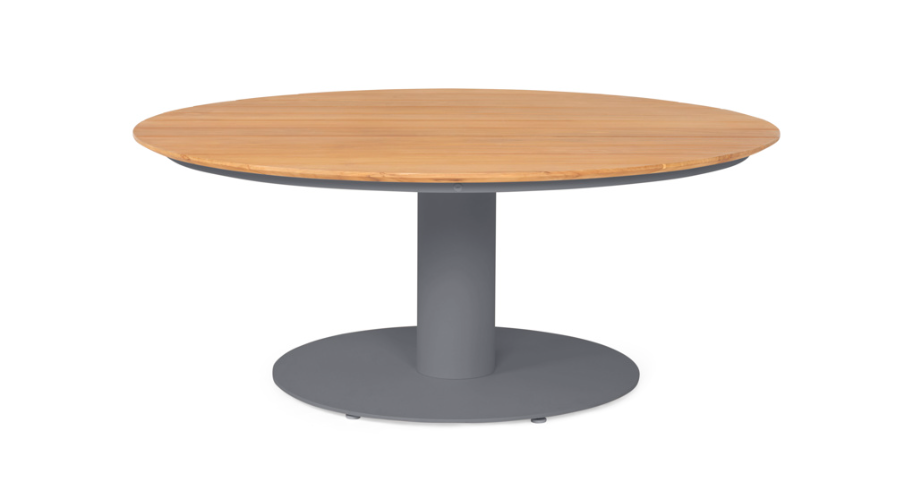 SUNS Grado lage tafel Ø170 x 69 cm - Teak blad / Matt royal grey frame