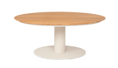 SUNS Grado lage tafel Ø150 x 69 cm - Teak blad / Camel sand frame