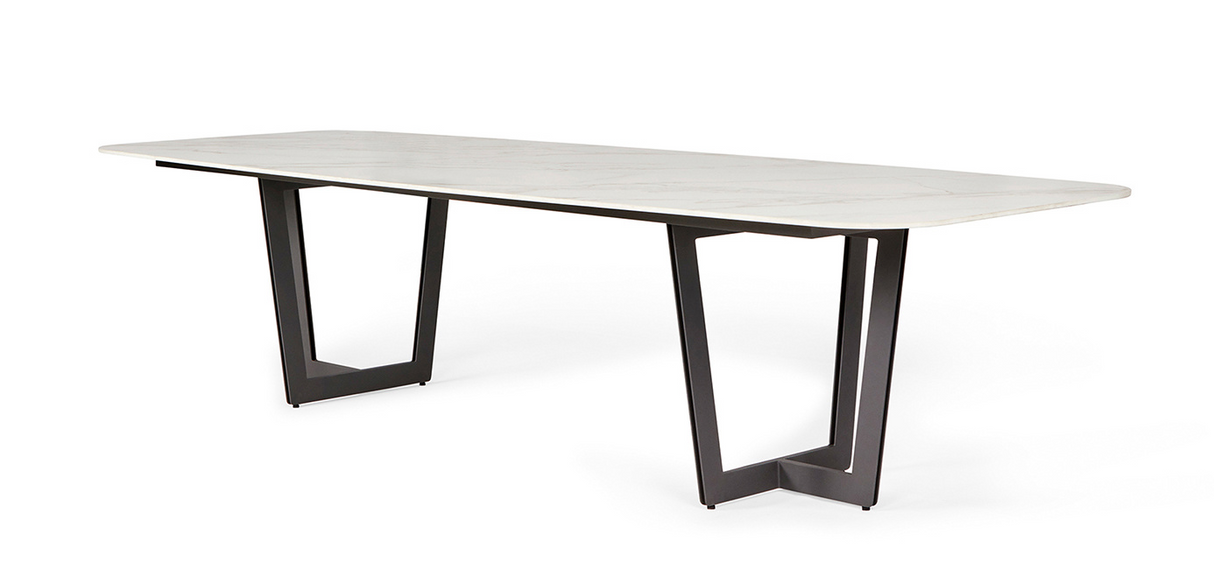 SUNS Palermo tafel 280 x 116 cm - Neolith white blad / Matt royal grey frame