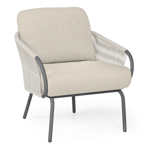 SUNS Dolce low dining chair - Natural gravel / Matt royal grey