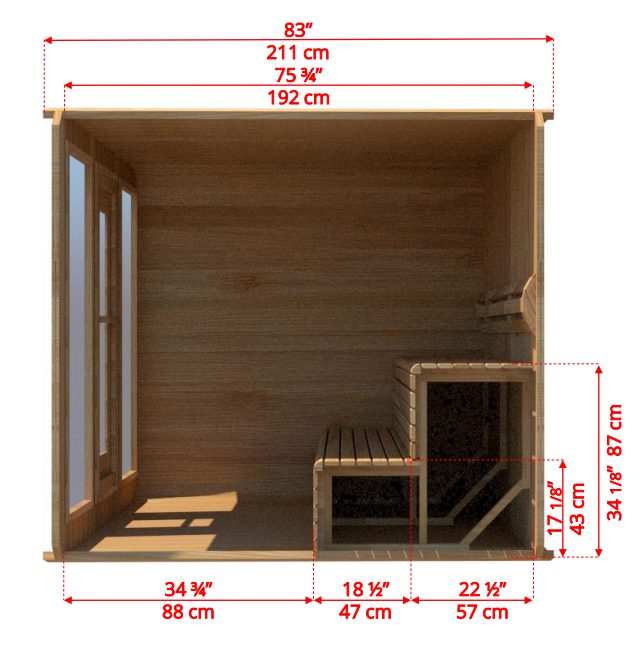 Dundalk Luna Red Cedar Clear sauna 213 x 244 cm (PD)