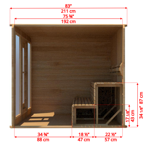 Dundalk Luna Red Cedar Knotty sauna 214 x 244 cm (PD)