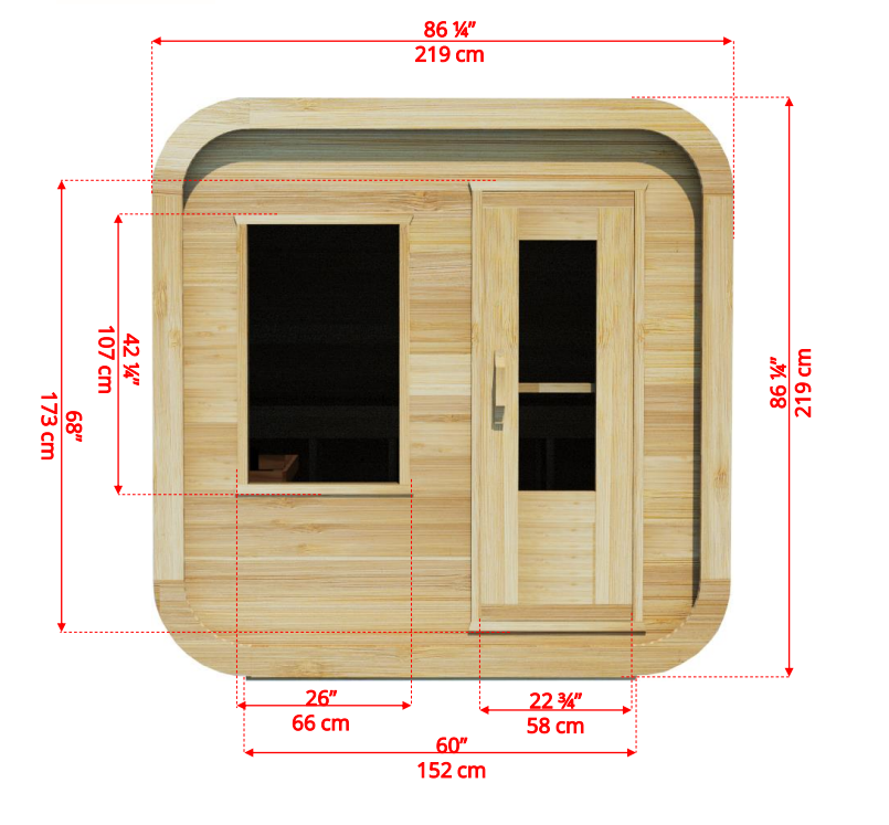 Dundalk Luna sauna white cedar 200 x 200 cm