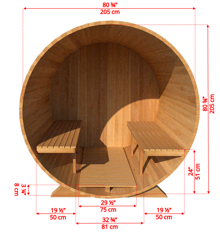 Dundalk Barrel Sauna 662E - ø183  Red Cedar (PD)