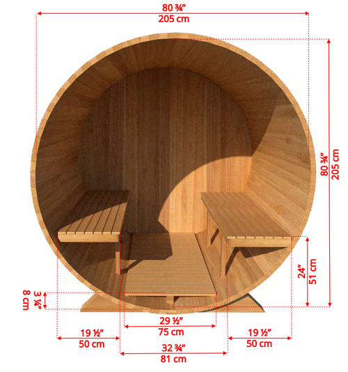 Dundalk Barrel Sauna 662E - ø183  Red Cedar (PD)