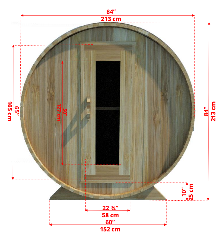 Dundalk Barrel Sauna BS310 - ø214 Knotty Red Cedar (PD)