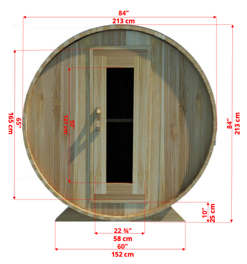 Dundalk Barrel Sauna BS310 - ø214 Knotty Red Cedar (PD)