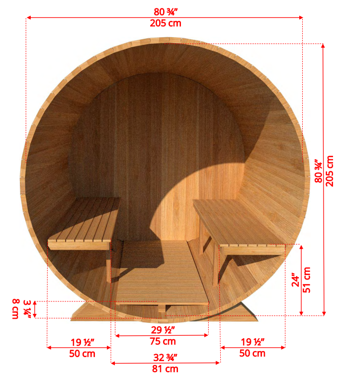 Dundalk Barrel Sauna BS182 - ø182 Clear Red Cedar