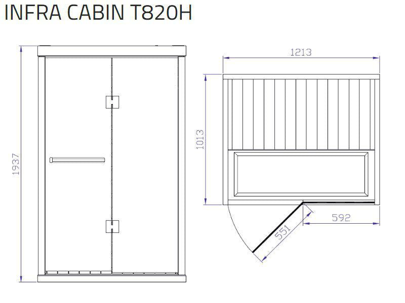 Tylö infraroodcabine T820H 1213 x 1013 x 1938 mm - zwart