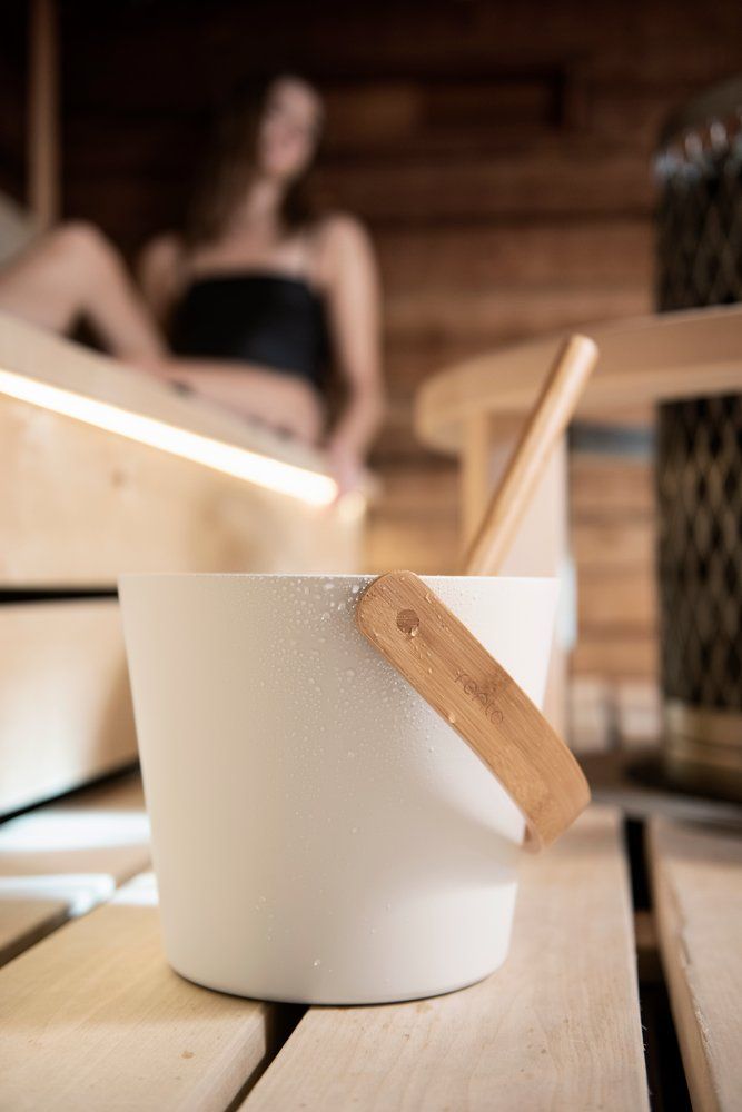 Rento aluminium sauna emmer (5 liter) met handvat - Wit