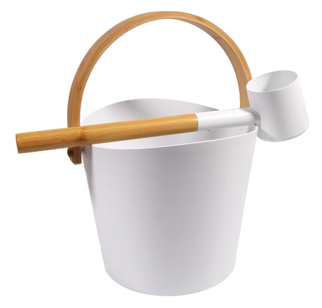 Aluminium sauna emmer (5 liter) met lepel - wit