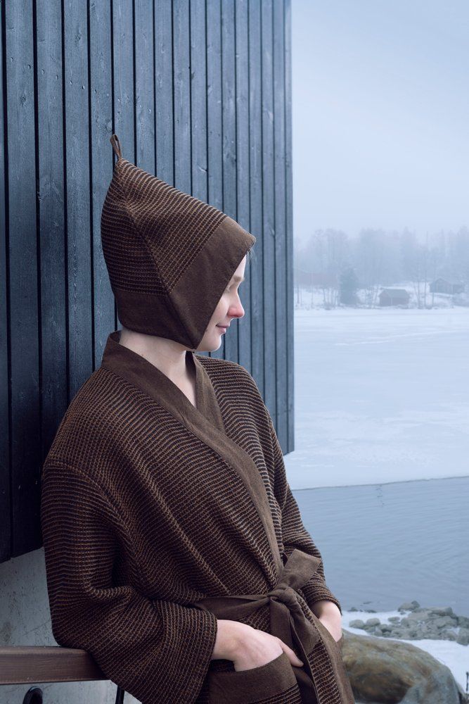 Rento Kenno unisex sauna badjas donkerbruin - S/M