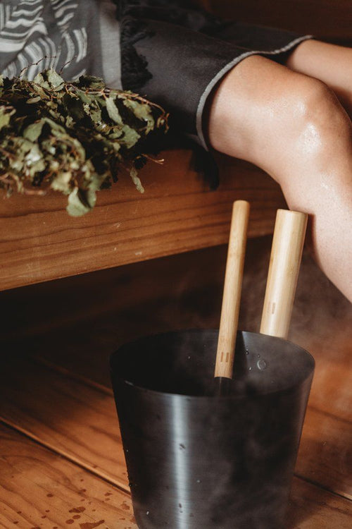 Rento aluminium sauna emmer (5 liter) met staafgreep - Zwart