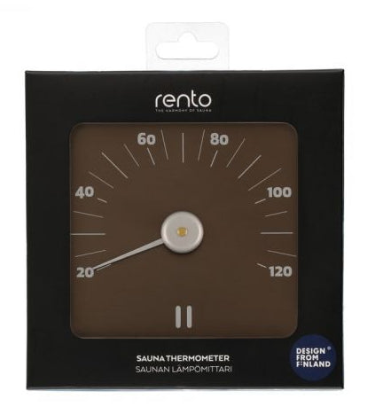 Rento aluminium sauna thermometer vierkant - bruin