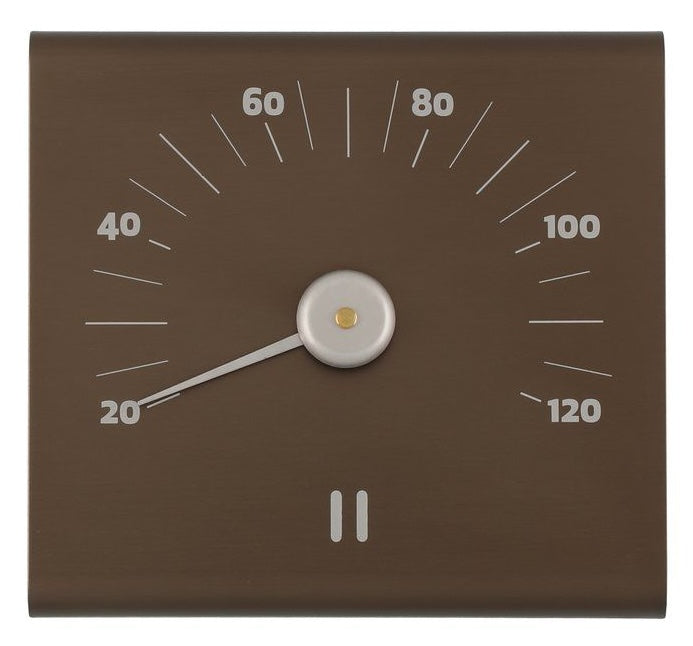 Rento aluminium sauna thermometer vierkant - bruin
