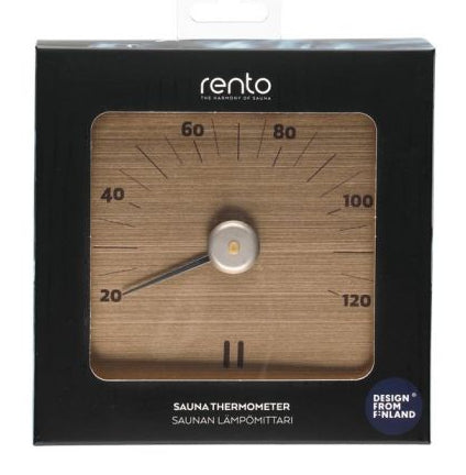 Rento aluminium sauna thermometer vierkant - champagne