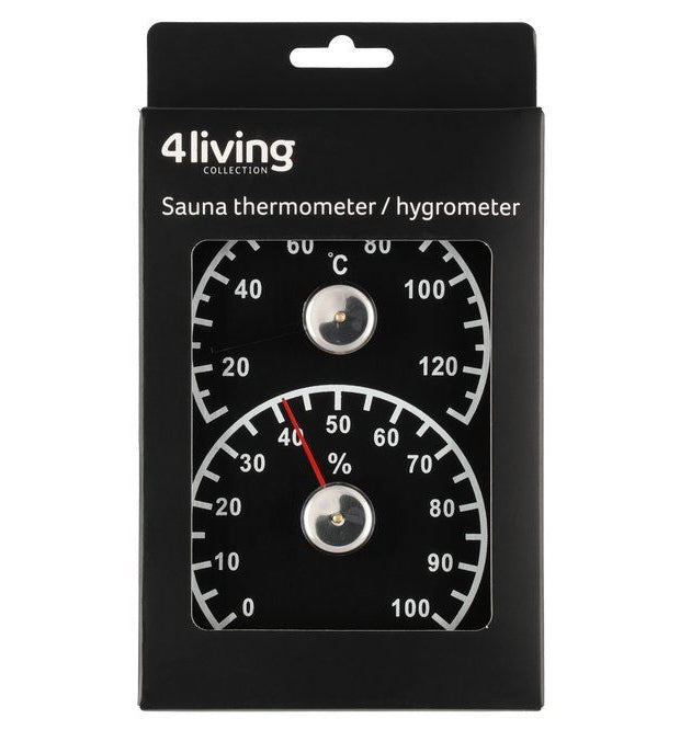 4Living sauna thermo-hygrometer - pine (zwart)