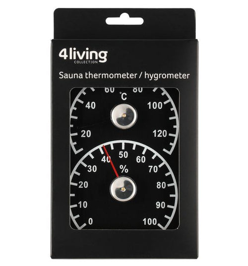 4Living sauna thermo-hygrometer - pine (zwart)