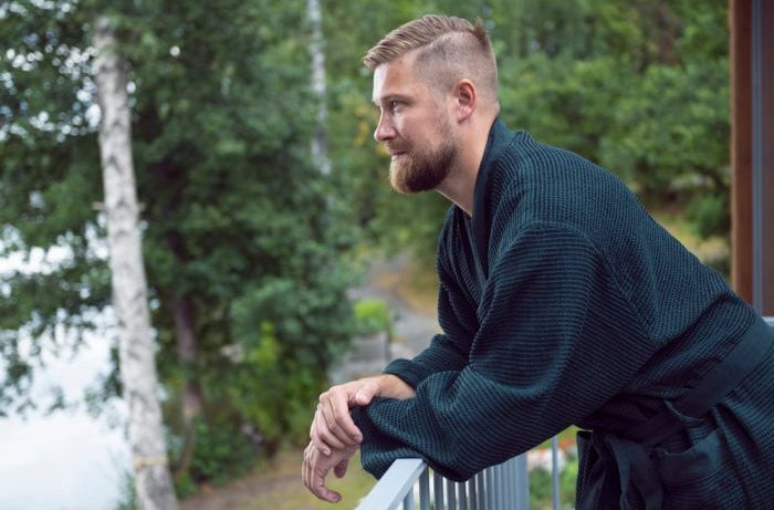 Rento Kenno unisex sauna badjas donkergroen - L/XL