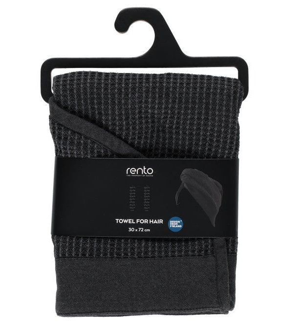 Rento Kenno haarhanddoek 30 x 72 cm - zwart/grijs
