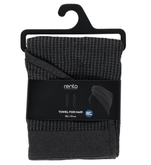 Rento Kenno haarhanddoek 30 x 72 cm - zwart/grijs