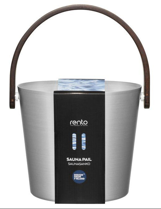 Rento aluminium sauna emmer (5 liter) met handvat - zilver (bamboe)